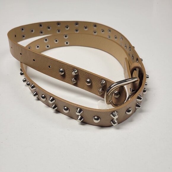 MENS WOMENS Beige Metal Stud Belt - Picture 8 of 15